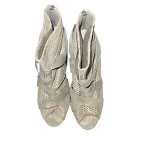 Restricted Gray Leather Booties Size 9